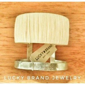 Lucky Brand Silver Cuff Bracelet w White Wrap